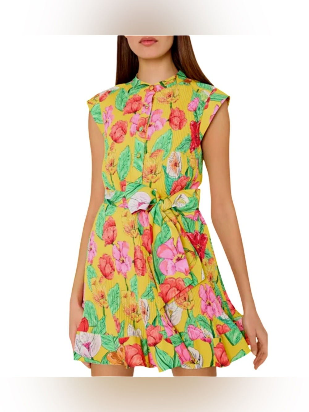 Milly Floral Tie-Waist Dress. NWT.